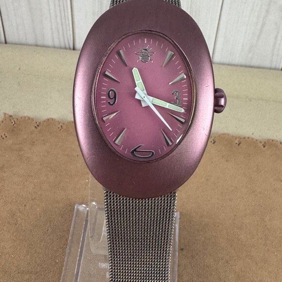 Oui Bee Art Watch Plum Aluminum Case Citizen Movement Stainless steel strap main image 9